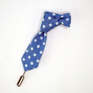 Lapel Necktie Pin Blue/White Polka Dot